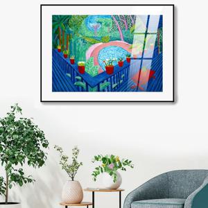 569호크니-빨간화분 가든/캔버스천메탈프레임액자 아크릴액자 매트액자 모던 풍경화 컨템포라리