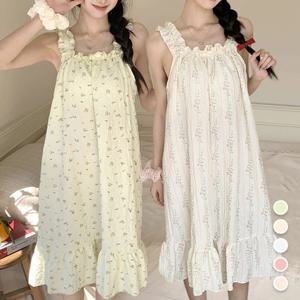 러블리 프릴 캡내장 브라캡 노브라 원피스 여름 민소매 나시 빅사이즈 잠옷 홈웨어 파자마