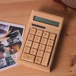 클래식 Bamboo 대나무 우드 계산기 태양광 원목 계산기