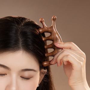 원목 달팽이형 괄사 마사지 빗 두피 지압 얼굴 전신 케어 1P+1P
