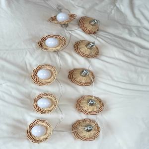 라탄 투톤배색 미니 전구갓