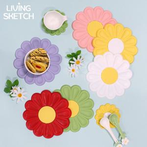 마가렛 데이지 플라워 실리콘 냄비 받침 1P 꽃 방수 테이블 보호 받침대 6colors