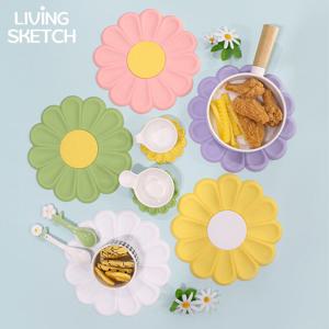 마가렛 데이지 플라워 실리콘 냄비 받침 (대) 1P 꽃 방수 테이블 보호 받침대 5colo