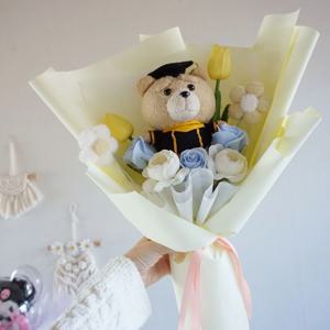 학사모 19곰테드 곰 인형 꽃다발 졸업식 입학식 발표회 음악회 유치원 어린이집 초등학교