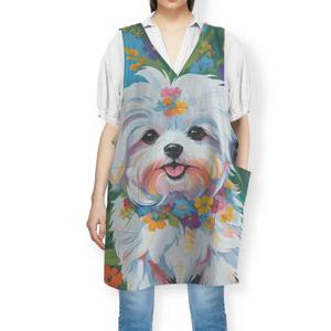 린넨 크로스 앞치마 강아지 말티즈 동물_01 design 2size