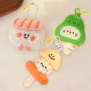 소프트 푸드 캐릭터 인형 키링 초밥+아보카도+꼬치 3종 세트