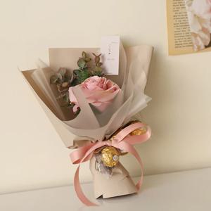 발렌타인장미한송이꽃다발(조화) + 페레로로쉐3T