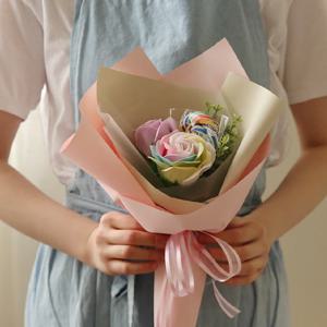 레인보우빅로즈 사탕꽃다발 (메세지선택)