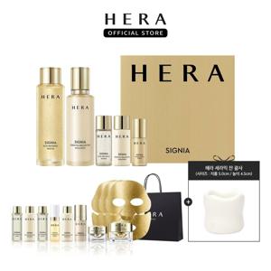 [내일도착]헤라 시그니아 워터 에멀젼 2종 기프트세트+세라믹괄사+여행용8종+마스크3매