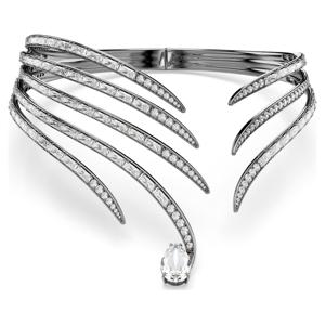 The Vienna Collection 초커 네크리스, 깃털, 화이트, 루테늄 플래팅
