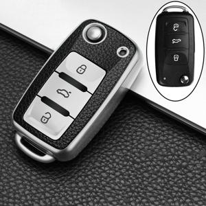 TEMU VW, VOLKSWAGEN, Tiguan, Passat, Golf, Jetta, Beetle, Caddy, Skoda, Kodiaq, Superb, Octavia용 PU TPU 자동차 키 케이스 커버