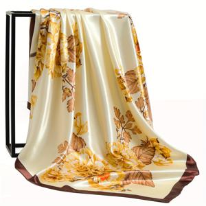 TEMU 1개 여성용 패셔너블 얇은 스카프 35.4 * 35.4인치 사계절 스타일 쇼울 럭셔리 프린트 밴다나 프로페셔널 여성 스카프 정사각형 숄 아웃도어 스카프 그린 옐로우 네이비 블루 소프트 스카프