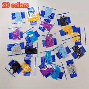 TEMU 아트 페인팅 액세서리용 20가지 색상의 비즈 20,000개 (1000개/봉지), 아트 페인팅 키트 및 DIY 아트 공예용 반짝이는 라인스톤 비즈