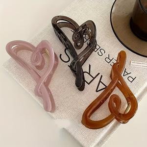 TEMU 여성용 아크릴 러브 헤어 그랩퍼, 고급 상어 헤어 클립, 심플한 헤어핀, 봄|머리핀