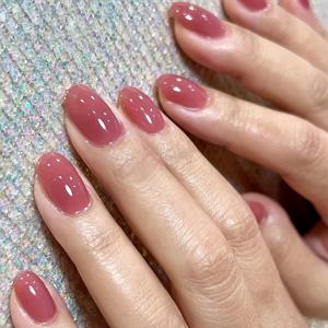 TEMU 광택 있는 연분홍색 타원형 쇼트 프레스온 네일 - 스타일 여성용 인조 네일, 젤리 접착제 및 네일 파일 포함