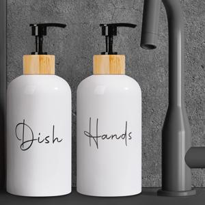 TEMU 2개 500ml 글자 그래픽 비누 디스펜서 - 주방 & 욕실용 다용도, 누수 방지, 쉬운 리필 & 청소, 스타일리시한 홈 데코 보관 솔루션, 흑백, 크리스마스/할로윈 선물 장식