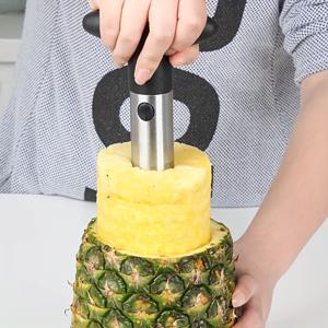 TEMU 스테인리스 스틸 파인애플 코어러 슬라이서 필러, 1개, 수동 간편 과일 코어 리무버, 신선한 파인애플을 위한 주방 가제트, 필수 야외 주방 도구