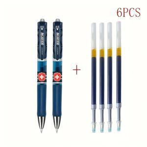 TEMU 6팩 LCOMM 젤펜, 0.5mm 초박형, 빠른 건조 인크, 대용량, 블루 리필, 부드러운 글씨 쓰기 사무용품 필수품