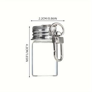 TEMU 10개 미니 유리병 키체인 - 2ml/7ml 투명 장식 펜던트와 금속 클라스프, 홈 데코, 선물, 학교 용품에 완벽, 손세탁만, 장신구 키체인
