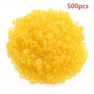 TEMU 고탄성 실리콘 고무 밴드 500/1000/1500/2000개 세트 낚시 미끼 바인딩용 - 노란색 작은 링, 내구성 실리콘 소재