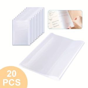 TEMU 20-팩 PVC 투명 책 커버 - A4 사이즈 투명, 재사용 및 조절 가능한 책 보호대, 학교, 사무실 및 가정용 두꺼운 플라스틱 방수 연습장 커버