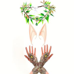 TEMU 3팩 할로윈 엘프 헤드밴드, 잎과 꽃 장식 - 우아한 페어리 퀸 코스튬 액세서리, 엘프 귀 헤어 웨이브, 파티, 코스프레, 테마 이벤트용 - 폴리에스터 소재, 배터리 필요 없음, 엘프 액세서리, 코스프레 헤어웨어, 상상력 있는 헤어웨어, 내구성 있는 헤어웨어