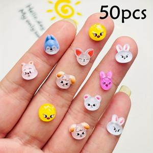 TEMU 20/50개 수지 네일 아트 장식 - 강아지, 고양이, 토끼, 곰이 있는 귀여운 동물 시리즈 - 매니큐어용 DIY 평면 네일 장식, 무향, 갑옷 효과