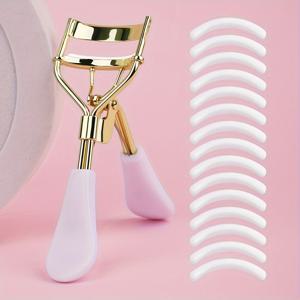 TEMU 1 휴대용 속눈썹 컬러 및 15 실리콘 패드, 스테인리스 스틸 속눈썹 컬러, 속눈썹 손상 없음, 속눈썹 연장용, 컬링 속눈썹 도구, 남녀 공용
