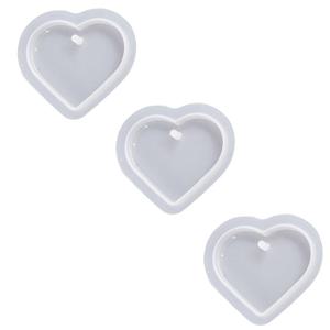 TEMU 3개 실리콘 하트 몰드 수지 주조 - DIY 쥬얼리 만들기, 목걸이 펜던트, 키체인 매력, 스크랩북 & 장식 공예 재료