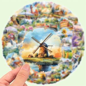 TEMU 50개 가을 풍경 비닐 스티커, 노트북, 물병, 헬멧 등에 적합한 투명한 목가적 데칼 - 기타, 스케이트보드, 문구류에 이상적 - 휴일 및 보상 선물로 완벽한 가을 비닐 스티커