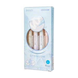 TEMU 4pcs 리트렉터블 지우개 펜, 0.5mm 블랙 & 블루 지우개 젤 펜, 빠른 건조, 지우개 포함, 학교 용품, 학습 필수품, 캠퍼스 컬러 스테이션러리, 14세 이상에 적합