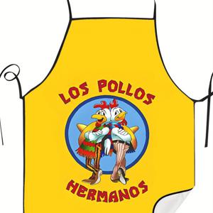 TEMU Los Pollos Hermanos 빈티지 스타일 앞치마, 100% 폴리에스테르 직조 직물, 약간의 스트레치, 패턴 디자인, 190 gsm, 멋진 창의적인 주방 앞치마