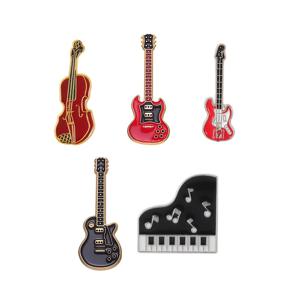 TEMU 5pcs 음악 악기 에나멜 핀 세트, 패션 합금 브로치, 바이올린, 전기 기타, 아코디언 기타, 베이스, 피아노 배지, 의류 및 배낭용으로 이상적인 음악 애호가에게 선물하기에 이상적인 선물
