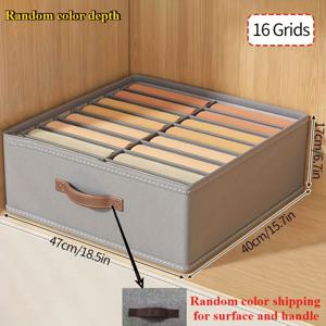 TEMU 16-Grid 접이식 직물 의류 보관 상자, 옷과 바지용 서랍형 계층형 정리함, 침실, 주방, 욕실용 공간 절약형 옷장 액세서리