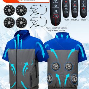 TEMU 5V9 블레이드 팬이 있는 짧은 소매 4홀 팬 셔츠, 높은 풍력, 3단계 조절 가능, 컬러 블록 디자인, USB 전원, 360도 공기 흐름, 남녀 공용|USB|셔츠|반팔셔츠