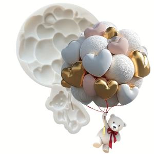 TEMU 3D 베어 풍선 폰다트 몰드, 실리콘 레진 DIY 공예 몰드, 비정형 모양, , 어머니의 날, 봄날 장식 및 보석 만들기에 완벽합니다.