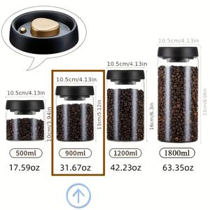 TEMU 1개 밀봉 진공 유리 보관 용기, 고품질 붕규산 산성 유리, 압력 펌프 저장 탱크, 방습 저장 탱크, 두꺼워지고 내열성이 뛰어난, 전자레인지 사용 가능, 재사용 가능한 다목적 식품 보관 탱크, 커피콩, 차잎, 견과류 및 시리얼 등에 적합, 주방 정리 및 보관, 주방 액세서리|커피|전자레인지|트라이탄밀폐용기