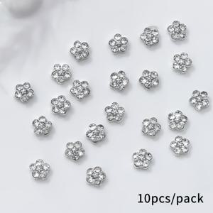 TEMU 10개/20개 반짝이는 미니 꽃 네일 참 - 3D 매화 라인스톤 장식 DIY 매니큐어용, 무향, 네일 살롱 액세서리