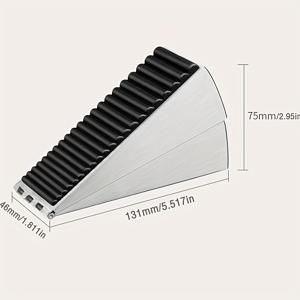 TEMU 1pc 스테인레스 스틸 스프링 도어 스토퍼 - 방풍, 드릴 없음 설치, 충돌 방지, 실버/블랙/화이트 브러시드 마감, 가정 및 사무실 용도로 완벽