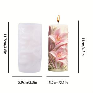 TEMU DIY 캔들, 비누 및 아로마테라피 공예용 튤립 백합 꽃 실리콘 몰드 - 재사용 가능한 화이트 실리콘 몰드, 복잡한 꽃무늬 디자인, 내구성 있고 유연하며 홈 데코 및 선물 제작에 적합