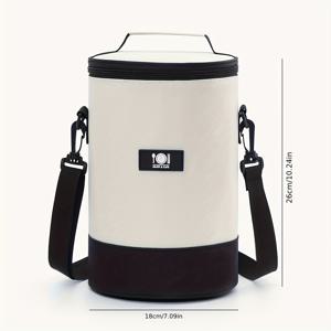 TEMU 1개, 6.6L 옥스포드 천 런치백 - 두꺼운 알루미늄 호일 보온 식품 용기 포함, 학교·사무실·여행용 휴대용 라운드 토트백, 비식품 접촉