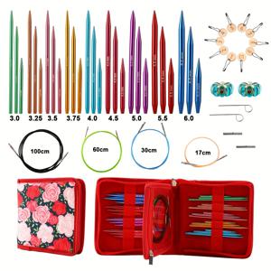 TEMU 27pcs 미니 원형 양모 바늘 세트, 컬러풀한 알루미늄 양모 바늘 - 소규모 프로젝트용 교환식 케이블 양모 바늘 키트 (3.0-6.0mm), 양모 도구 | 컴팩트한 보관 케이스 | 내구성 있는 양모 용품, 양모 액세서리