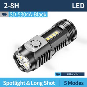 TEMU 1pc 휴대용 손전등, SMILING SHARK SD5304 토치 라이트, COB 홍수 조명, 5 모드, Type-C 충전식, 포켓 클립 디자인, 야외 캠핑, 하이킹, 모험, 가정용으로 이상적인 제품