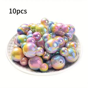 TEMU 10개의 무지개색 모래곰이 장식된 비즈, DIY 공예 비즈, 팔찌 액세서리 및 DIY 펜 팁 및 폰 체인 구성 요소