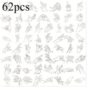 TEMU 62pcs 그림 손 운동 시리즈 스티커, 스캔북, 일기, 노트북, 물병, 자동차 등에 적합합니다. 믿음에 기반하여 긍정적인 메시지를 전달합니다.