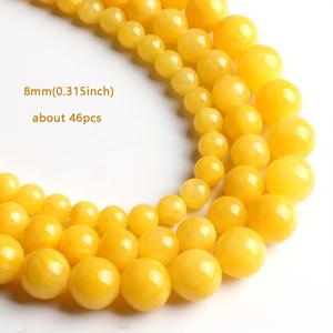 TEMU JILKOL 6-12mm 다크 옐로우 천연 칼세도니 스톤 비즈 - 보석 만들기용 매끄러운 라운드 루스 비즈, DIY 팔찌 및 목걸이, 15인치 스트랜드, 균일한 크기, 광택 마감, 내구성 있는 공예 재료, 따뜻한 색상의 비즈 | 고품질 비즈, 팔찌 제작용