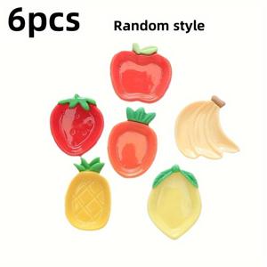 TEMU 6개의 미니어처 과일 접시 세트, 실리컬한 과일 모양으로 창의적으로 디자인, DIY 인형집 장식에 적합, 주방 또는 식당 장면에 적합합니다.