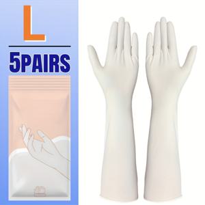 TEMU 5쌍/팩, 고급 포장, 16인치 초장형 두꺼운 니트릴 장갑, 방수 및 미끄럼방지, 주방/욕실/야외/가정용 일상 청소에 적합, 재사용 가능, 양손 사용 가능