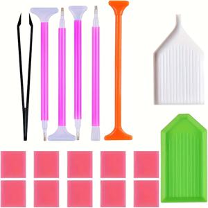 TEMU 페인팅 키트 5D DIY 아트 공예 세트, 크로스 스티치 도구 포함 펜, 핀셋, 드릴 머드, 도팅 펜, 플라스틱 트레이, 페인팅 용품