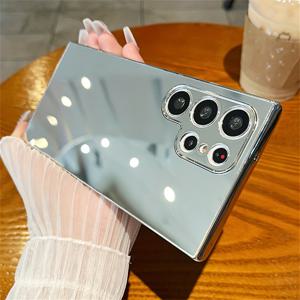 TEMU 럭셔리 플레팅 메이크업 미러 폰 케이스 갤럭시 S25 S24 Plus S23 S22 울트라 A54 A34 A14 5G 실버 광택 소프트 백 커버 스타일리쉬 걸 선물